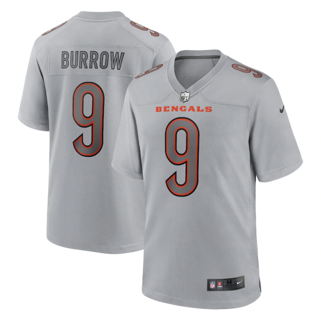mens nike joe burrow gray cincinnati bengals atmosphere fashion game jersey